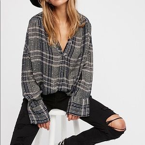 Free People NWT sequined plaid pullover tunic top.